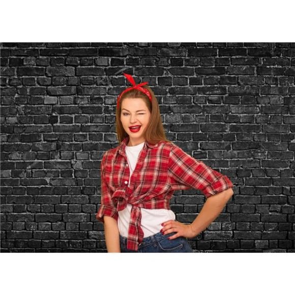 7x5ft Black Brick Wall Photography Backdrop Brick Backdrop Vintage Theme - Picture 7 of 7